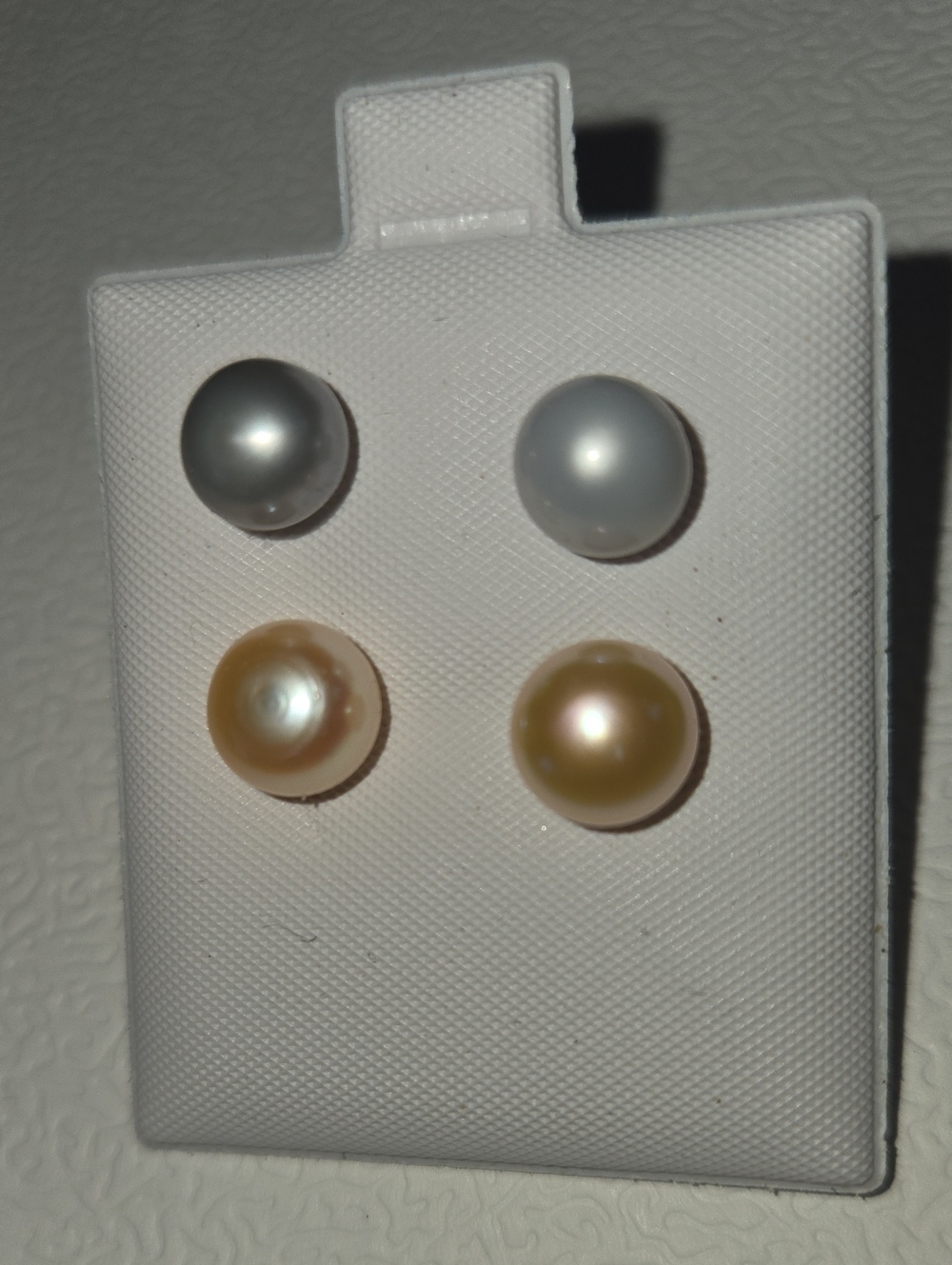 925 Akoya Pearl Stud Earring set Of 2 Gray And Pink Gold Tone